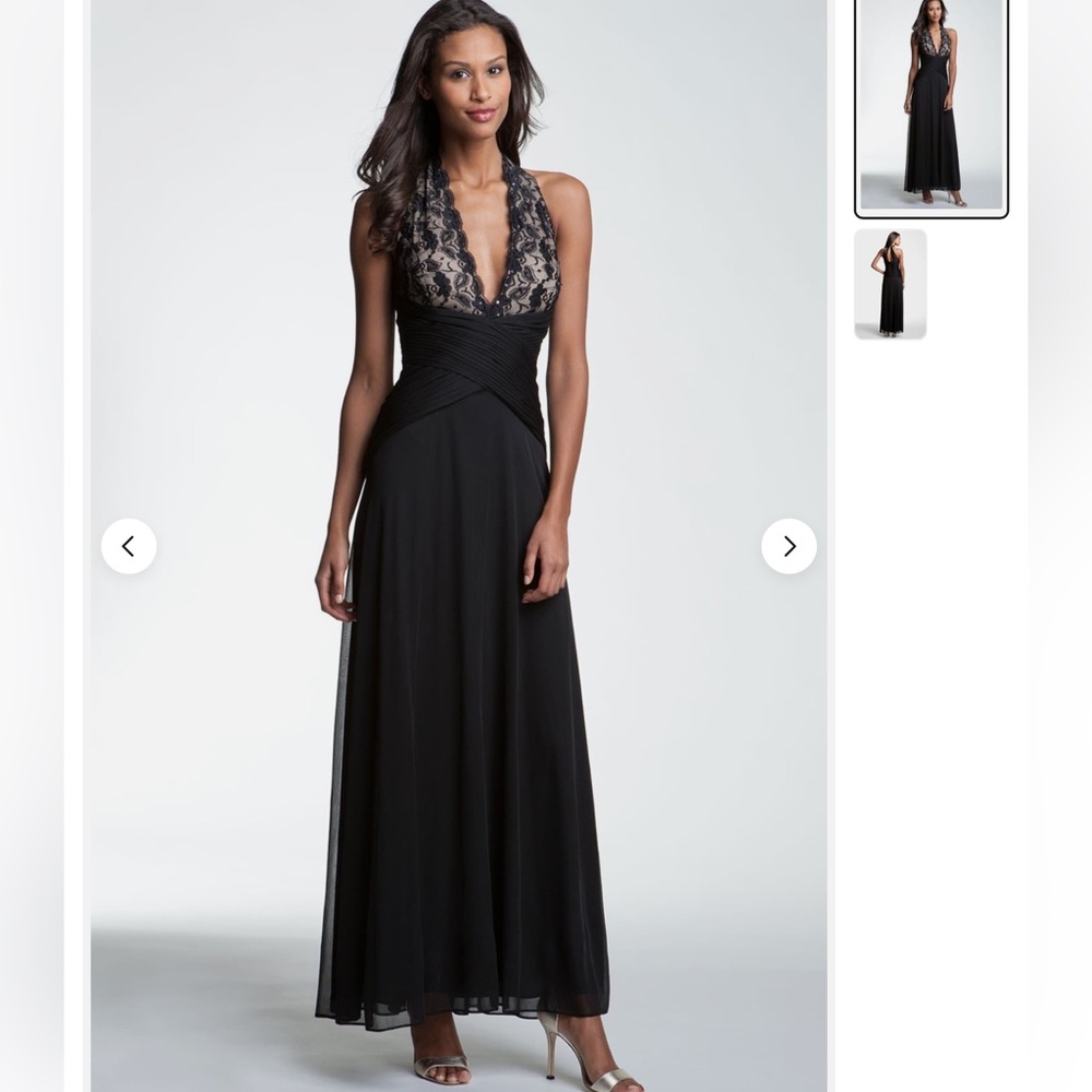Betsy & Adam Lace Halter Gown